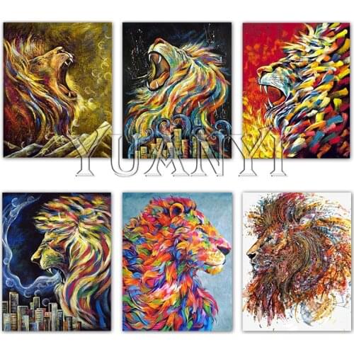 5D DIY Diamond painting Cross stitch‘Animal lion’ Full Square Diamond embroidery Full Round Diamond mosaic