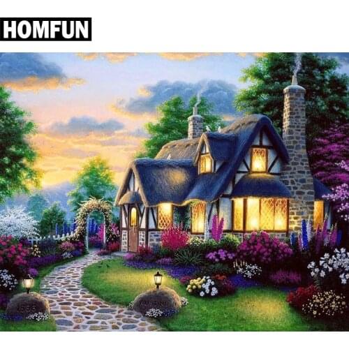 HOMFUN Full Square/Round Drill 5D DIY Diamond Painting "House Garden" Embroidery Cross Stitch 5D Home Decor Gift A06228
