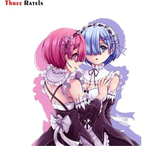 Three Ratels FC658 Re Zero Rem And Ram Anime Girl Car Stickers Macbook Decal