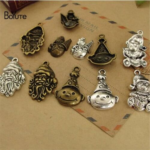 BoYuTe (50 Pieces/Lot) Decoration Christmas Santa Clau and Snowman Pendant Charms DIY Alloy Jewelry Accessories