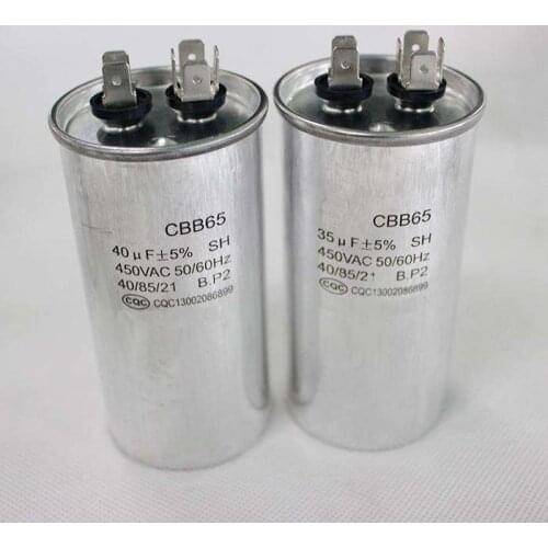 CBB65 Motor Capacitor Air Conditioner Compressor Start Capacitor CBB65 450VAC 20uF 25uF 30uF 40uF 45uF 50uF 60uF 70uF Connector