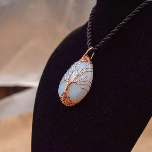 Chakra Tree of Life Necklace Pendant Polished Natural Crystal Birthday Unusual Gift