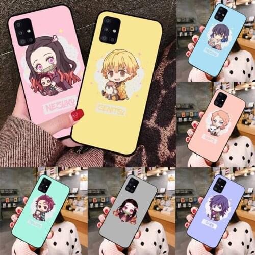 Demon Slayer Kawaii Anime Phone Case black For Samsung galaxy S 21 20 10 8 A 51 71 50 21s 70 40 20 20e note 10 plus Ultra 5g fe