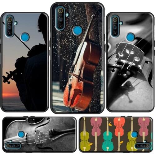 Black And White Violin Cello For OnePlus 9R 8T Nord 7 8 9 Pro Case Cover For OPPO Realme 8 Pro GT Neo 6 7 Q3 Pro C3 C15