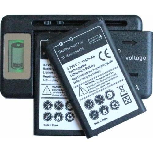 Ciszean 2x 1850mAh BV-5J / BV 5J / BV5J Replacement Battery + LCD Charger For Microsoft Nokia Lumia 435 Lumia435 532 RM1069 1071