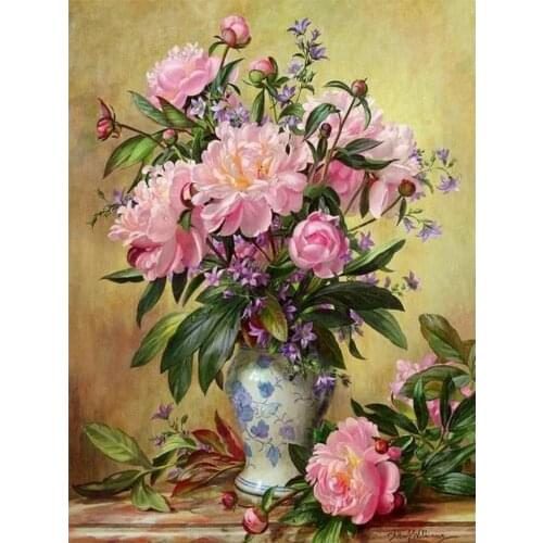 Flowers For Adults DIY 11CT Embroidery Cross Stitch Kits Craft Needlework Set Cotton Thread Printed Canvas Home Wholesale