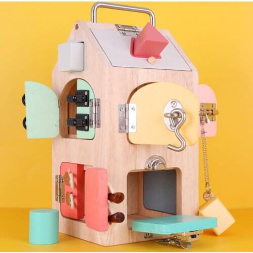 Montessori Wooden Educational Toys Learning Toddler Kids DIY Lock Box Sensory Toy