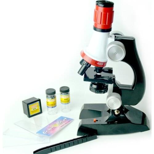 Children Microscope Neutral Plastic 1200X Science Experiment Teaching Aid Science Toy Focal Length Adjustable 9Pcs Set