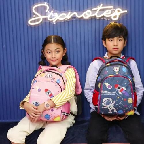 Cartoon Backpack 1-6 Grade Children Schoolbag 6-12 Years Old Boys Girls Astronaut Shoulder Bag Kids Spine Care Students Mochila