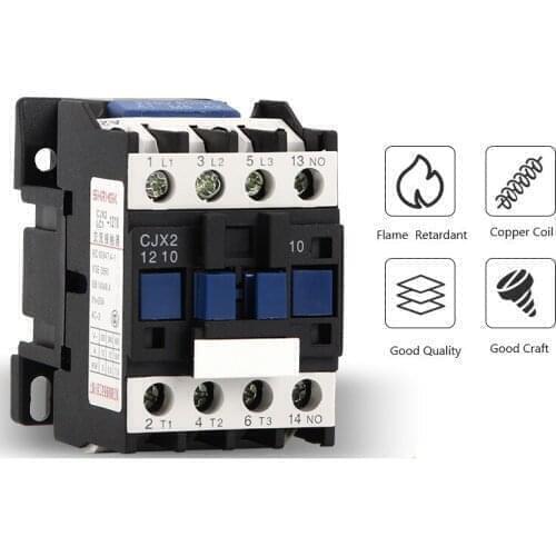 CJX2-3210 3201 LC1 AC Contactor 32A 3Phase NO Coil Voltage 380V 220V 110V 36V 24V 50/60Hz Din Rail Mounted 1NO Normal Open