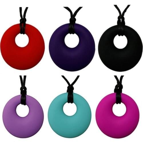 Round Pendant Silicone Teether Baby Chew Necklace Nursing Chewelry