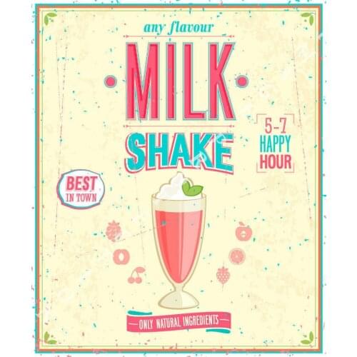 MILK SHAKE ANY FLAVOUR METAL TIN SIGN POSTER WALL PLAQUE