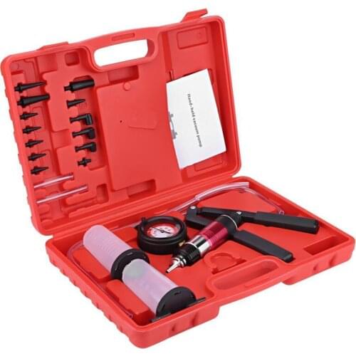 Multifunctional Hand Held Vacuum and Pressure Pump Tester Kit Brake Bleeder Complete Set for Car Test Vehicle Settings Operation
