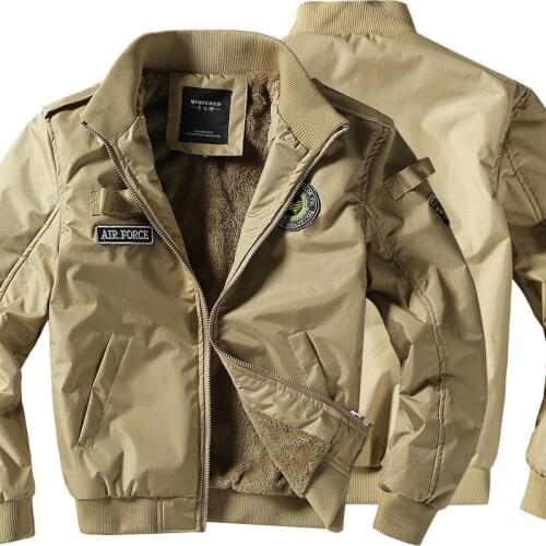 2021 Mens Military Bomber Jackets Men Autumn Winter Casual Solid Zipper Pilot Jacket New Stand Collar Male Embroidery Slim Coat