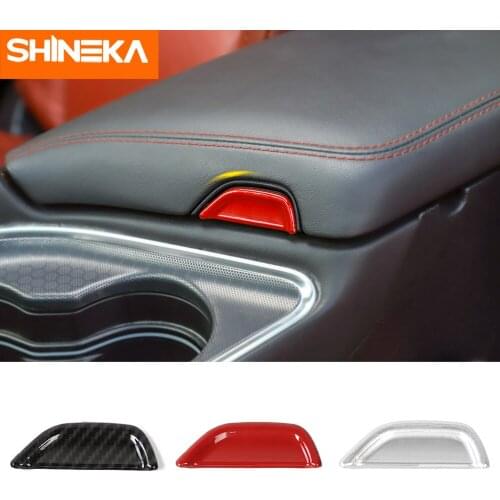 SHINEKA Auto Stickers For Dodge Challenger Car Armrest Box Switch Trim Cover Stickers Accessories For Dodge Challenger 2015-2019
