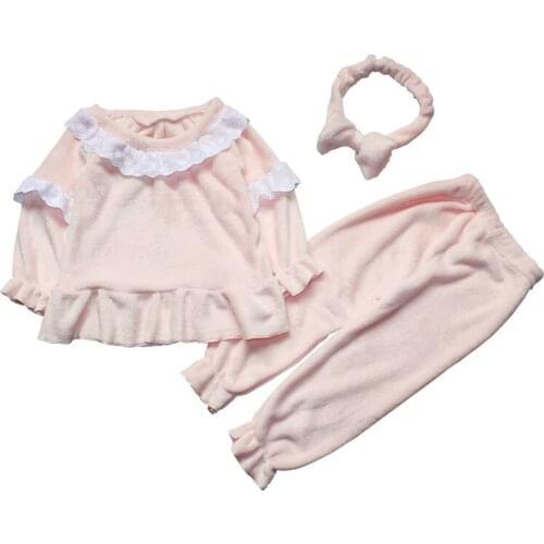 Autumn Girl Clothes Sets Children Pajamas Flannel Sweatshirt And Pants Suits + Headwear 3Pcs Casual Baby Girls Clothing Sets