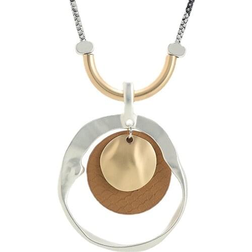 Round Circles Necklace Long Chains Suspension Pendants Hanging Collar Costume Jewelry for Women Gothic Neck Chokers