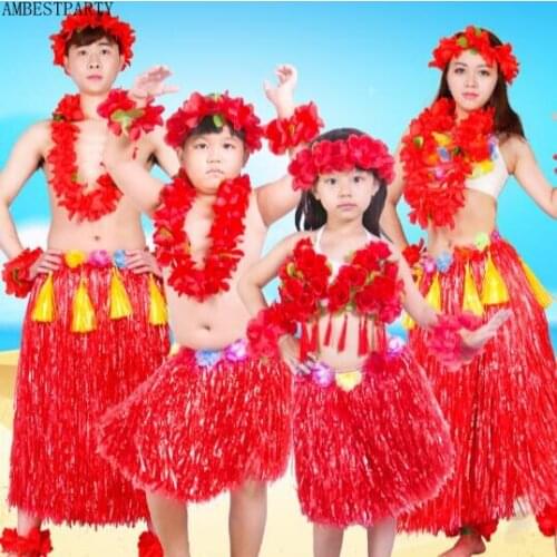 2018 Beach party Dress Plastic Fibers Adult Kids Grass Skirts Hula Skirt Hawaiian costumes Up Festive Party Supplies AMBESTPARTY