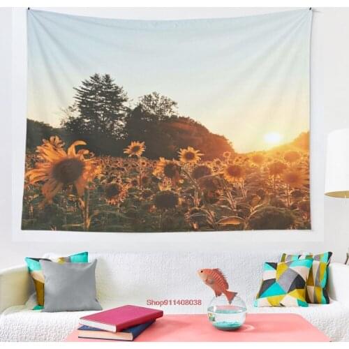 Sunflower Field tapestry Bohemian decoration wall hanging bedroom psychedelic scene starlight art home decoration
