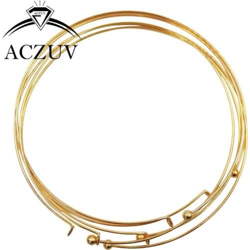 Gold Plated 50pcs 1.2mm Wire 13cm Round Metal Collar Circle Ring Choker Necklace Findings Accessories CNW005