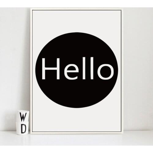 07G Black And White Simple English Hello A4 A3 A2 Canvas Art Painting Print Poster Picture Wall Bedroom Home Decoration Murals