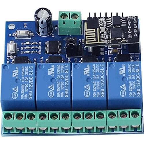 DC 12V ESP8266 ESP-01 4-Channel Relay Module WiFi Module for IoT Smart Home Mobile Phone APP Controller WiFi Relay