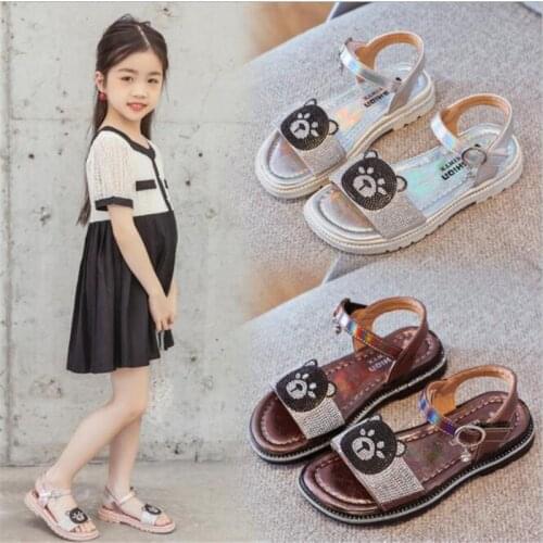 Girls' open toe sandals little princess leather sandals 2021 new fashion childrens sandals summer sandals thick soles