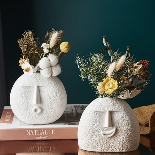 Nordic Home Decoration Funny Face Ceramic Vase Furniture Decoration Vase Ceramic Living Room Decoration Modern Home Decorations