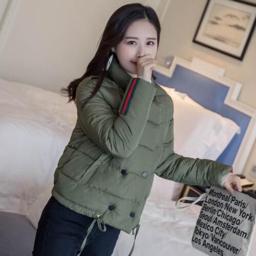Quilted Cotton Cloth Womens Short Korean Style Cotton-Padded Clothes Stand Collar Jacket Thick Coat Fashion