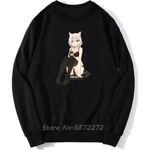 Neko Waifu Ahegao Girl Hoodies Otaku Senpai Nerdy Manga Japanese Comic Anime Popular Men Pollover Sweatshirt Fleece Hoodies