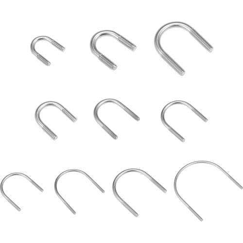 Uxcell 2-10pcs M6 304 Stainless Steel U-Bolt Fastener for 14/16/18/22/27/33/38/42/48/51/60/76/89mm Pipe Dia Nut Bolt Sets
