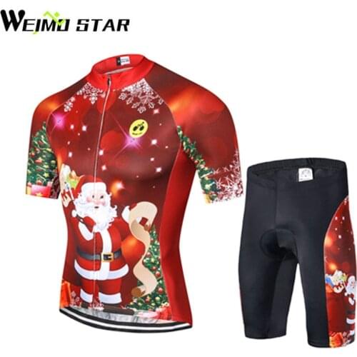 WEIMOSTAR Team Merry Christmas Bike Bicycle Mens Ropa Ciclismo Cycling Clothing Cycling Jersey Bike Shorts MTB Sets S-4XL