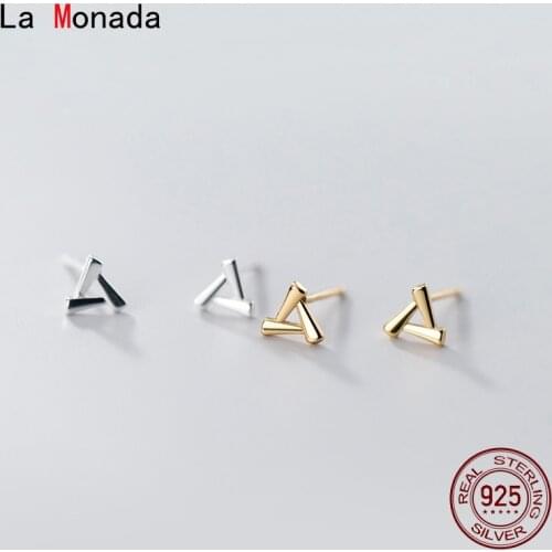 La Monada Hollow Triangle Minimalist Sterling Silver Stud Earrings Women Fine 925 Silver Jewelry Woman Earrings Stud Silver 925