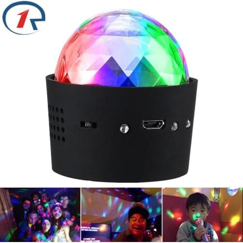 ZjRight USB 5V Built in battery music Sound control RGB LED party lights dj car ktv birthday Portable Christmas mini ball lights