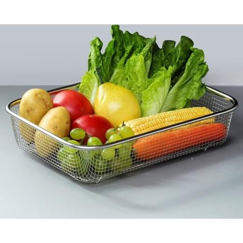 1PC Stainless Steel Wash Basin Drain Basket Sink Rack Tray Sink Dishes Draining Rack Kitchen Vegetable Fruit Basket