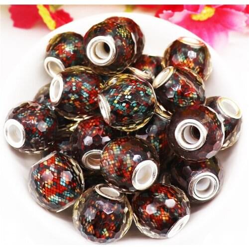 10Pcs 18mm Big Round Loose Large Hole Resin Acrylic Chain Spacer Beads Fit Pandora Charms Bracelet Necklace Hair Jewelry Beads