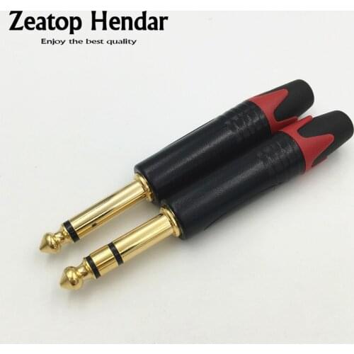 10Pcs Brass 6.35mm 2 3 Pole Mono Stereo Audio Jack 6.5 Amplifier Microphone Plug 6.35 Sophomore Core Solder DIY Connector