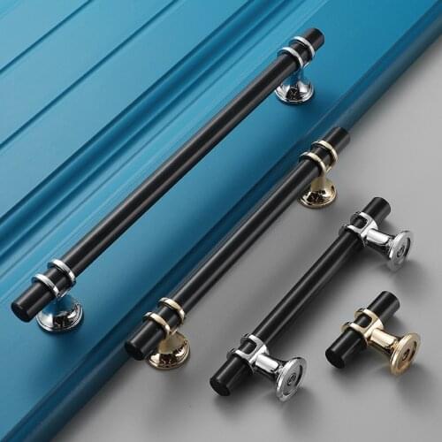 96-192mm Retro Zinc Alloy Black Gold Door Handles Pulls Furniture Handle Kitchen Cabinet Solid Drawer Knob Door Hardware