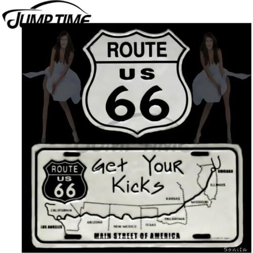 JumpTime 13 x 11.2cm Get Your Kicks On Route 66 Car Assessoires Stickers ScratchProof Decal Motorcycle Vinyl Waterproof Car Wrap