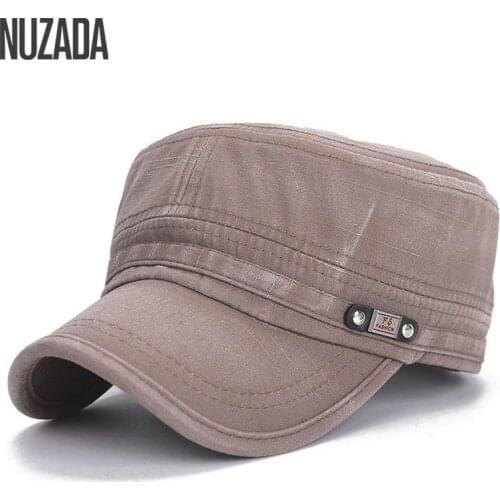 Brand NUZADA 2017 Vintage Military Hats Cotton Unisex Men Women Flat Top Cap Solid Color Summer Autumn Spring Visor Hat
