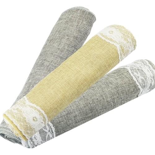 Rustic Table Runner Natural Imitated Linen Lace Table Runners Wedding Christmas Birthday Party Table Covers Home Table cover