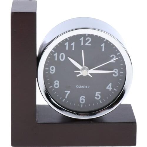 Retro Style Wood L-shaped Alarm Clock Table Non-ticking Clock Home Decor