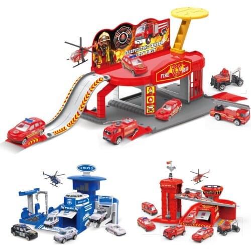 Childrens toy splicing parking lot alloy sliding car medium size slide track parking lot
