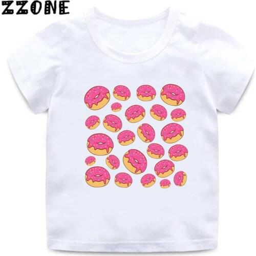 Pink Donuts Gather Print Cartoon T shirt Kids Clothes Children Summer Kawaii Tops Baby Boys Girls Funny T-shirt