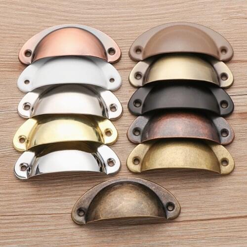2PCS Retro Metal Kitchen Drawer Cabinet Door Handle And Furniture Knobs Handware Cupboard Antique Brass Shell Pull Handles