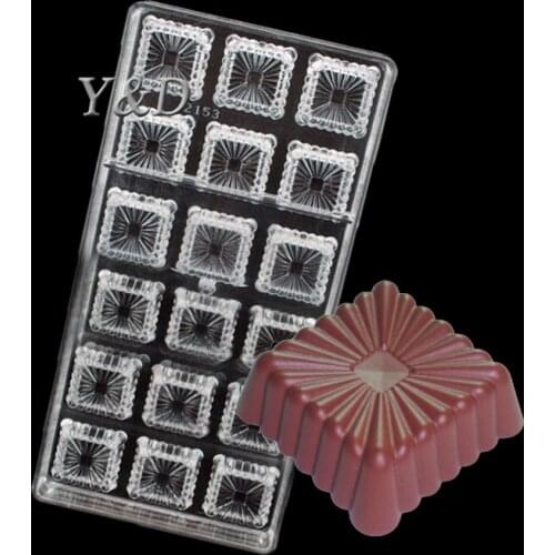 Soap Square Tile 15 Cups Flower Shape Polycarbonate Chocolate Molds Hard Injection PC Mould