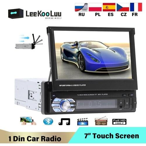 LeeKooLuu Car Radio USB TF 7" Retractable Car Multimedia Player 1 Din Bluetooth Auto audio Stereo MP5 Bluetooth USB FM No DVD