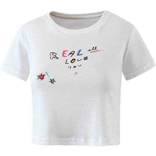 JC·KILIG 2021 Summer Fun Letters Graffiti Print Short Sleeve T-Shirt L9611