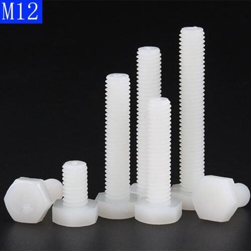 M12 x 1.75 White Plastic Nylon External hex Black Plastic Nylon Hexagon Head Cap Set Screws bolts DIN 933
