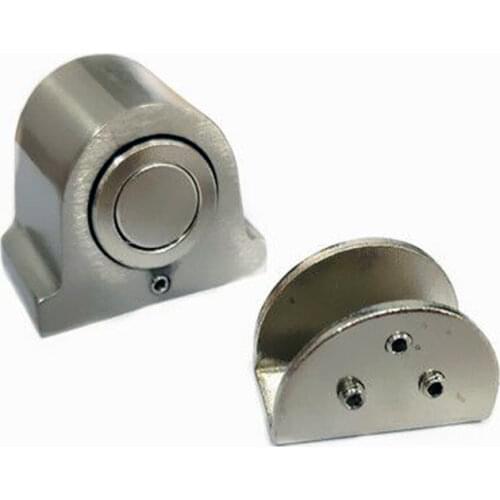 Magnetic Catch Latch Glass Door Hardware Stainless Steel Silver Hinge Latch with Clamp Clip Set for 10-12mm Thick Glass Door